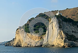 Lighthouse on cliff of Cape Miseno, Bacoli - Naples Ã¢â¬â Italy photo